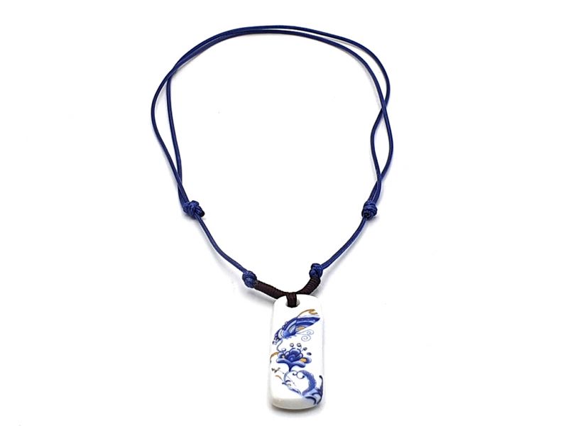 Bijoux Céramique - Collection Blanc Bleu - Collier - Chine - Papillon 3