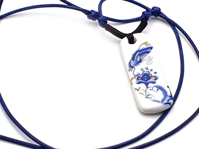 Bijoux Céramique - Collection Blanc Bleu - Collier - Chine - Papillon 4