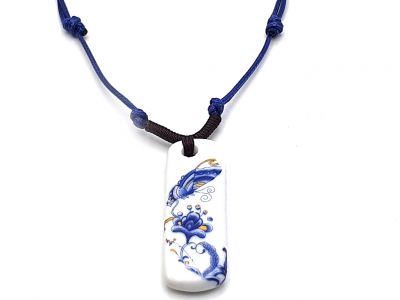 Bijoux Céramique - Collection Blanc Bleu - Collier - Chine - Papillon Bijoux Céramique - Collection Blanc Bleu - Collier - Chine - Papillon
