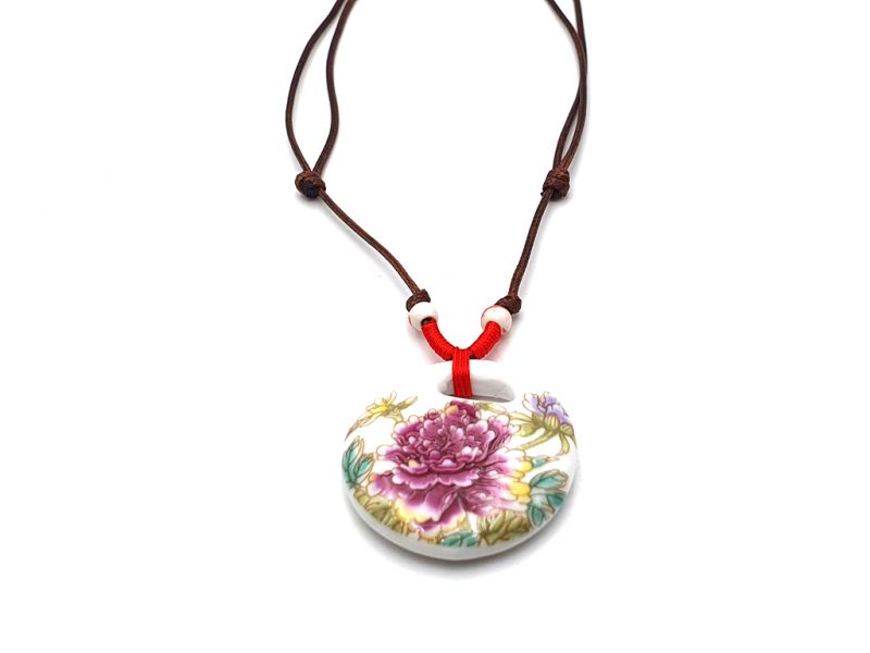Bijoux Céramique - Collection fleurs de Chine - Collier - Fleur de pivoine 2