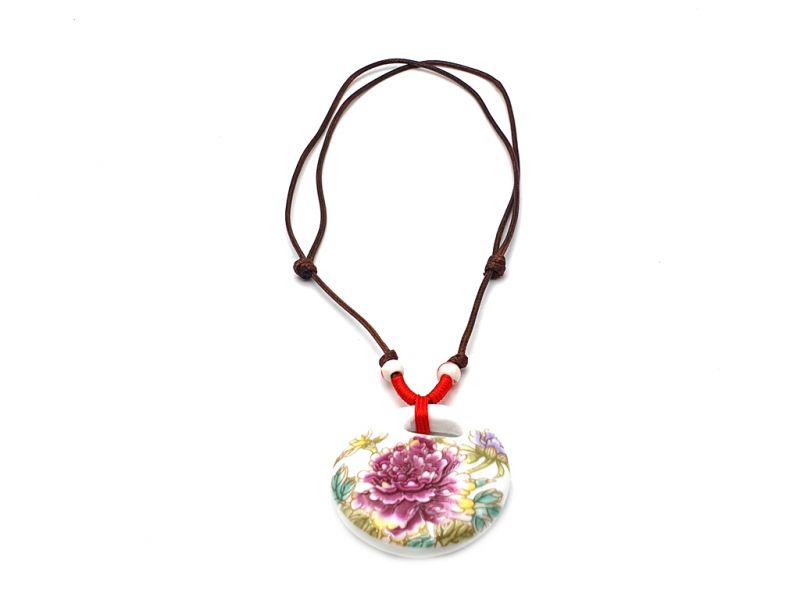 Bijoux Céramique - Collection fleurs de Chine - Collier - Fleur de pivoine 3