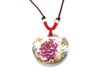 Bijoux Céramique - Collection fleurs de Chine - Collier - Fleur de pivoine