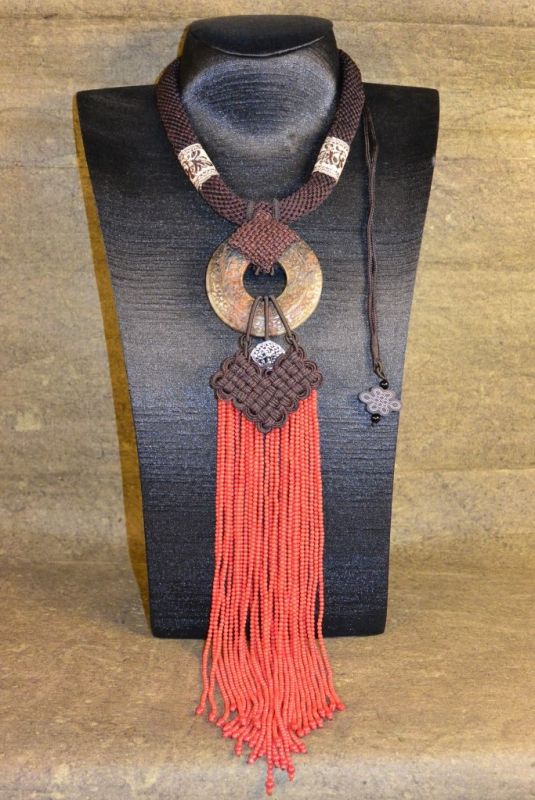 Bijoux de Création Ethnique Ancien Jade et Corail Rouge 1