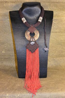 Bijoux de Création Ethnique Ancien Jade et Corail Rouge