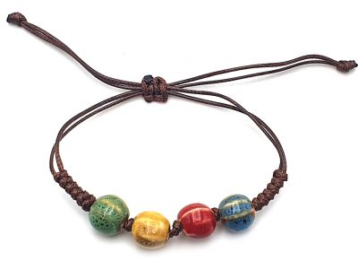 Bijoux en Céramique / Porcelaine - Petit Bracelet - 4 Perles (Rouge/Jaune/Vert/Bleu) Bijoux en Céramique / Porcelaine - Petit Bracelet - 4 Perles (Rouge/Jaune/Vert/Bleu)