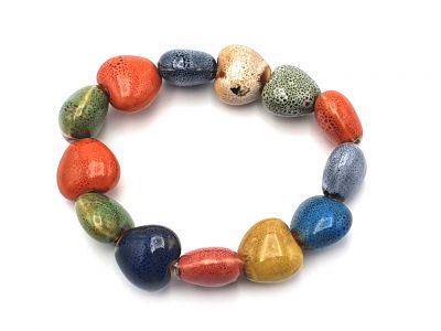 Bijoux en Céramique / Porcelaine - Petit Bracelet - Coeurs multicolores 2