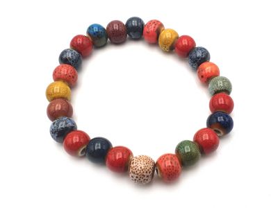 Bijoux en Céramique / Porcelaine - Petit Bracelet - Perles multicolores