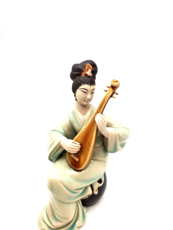 Biscuit de Porcelaine - Statue Céramique - Révolution culturelle - La musicienne - Luth 2