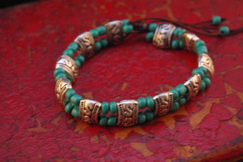 Blau Perlen Armband Tibet 3