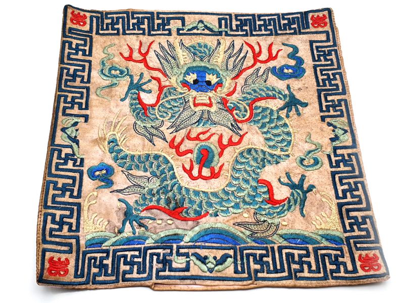 Bordado Chino - Cuadrado Ancestro - Emblema - Dragon 1