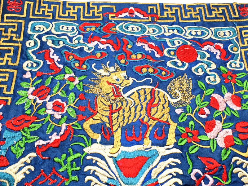Bordado Chino - Cuadrado Ancestro - Emblema - Leones chinos 2