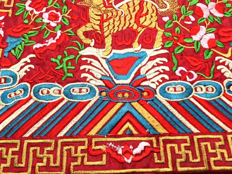 Bordado Chino - Cuadrado Ancestro - Emblema - Leones de Fu 3