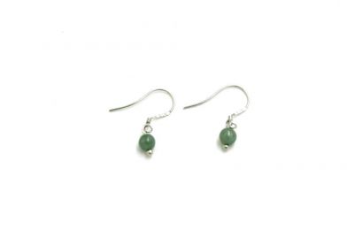 Boucles D'oreilles Jade - catégorie A - Avec Certificat - 0,5cm - Vert / Transparent