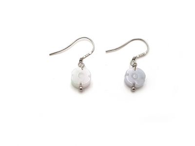 Boucles D'oreilles Jade - catégorie A - Avec Certificat - Fleur blanche Boucles D'oreilles Jade - catégorie A - Avec Certificat - Fleur blanche