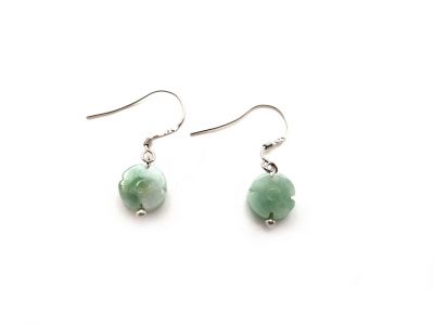 Boucles D'oreilles Jade - catégorie A - Avec Certificat - Fleur - Vert clair Boucles D'oreilles Jade - catégorie A - Avec Certificat - Fleur - Vert clair