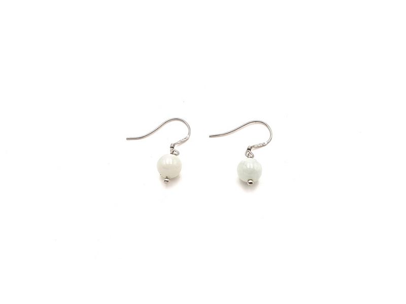 Boucles D'oreilles Jade - catégorie A - Avec Certificat - Perle blanche - 0,7cm 2
