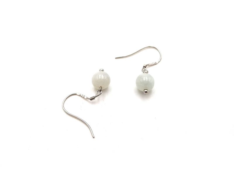 Boucles D'oreilles Jade - catégorie A - Avec Certificat - Perle blanche - 0,7cm 4