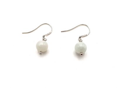 Boucles D'oreilles Jade - catégorie A - Avec Certificat - Perle blanche - 0,7cm Boucles D'oreilles Jade - catégorie A - Avec Certificat - Perle blanche - 0,7cm