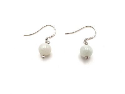 Boucles D'oreilles Jade - catégorie A - Avec Certificat - Perle blanche - 0,7cm