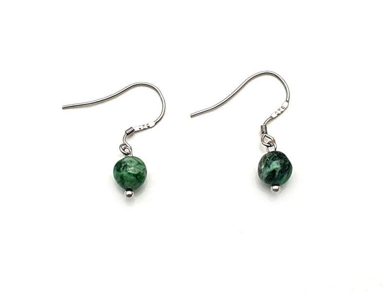 Boucles D'oreilles Jade - catégorie A - Avec Certificat - Perle verte - 6mm 1