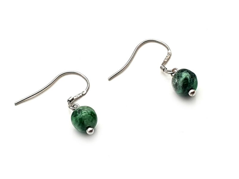 Boucles D'oreilles Jade - catégorie A - Avec Certificat - Perle verte - 6mm 2