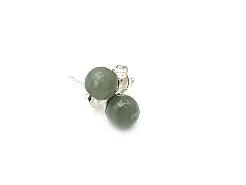 Boucles D'oreilles Jade - catégorie A - Avec Certificat - Petite perles de jade - 6mm - vert 3
