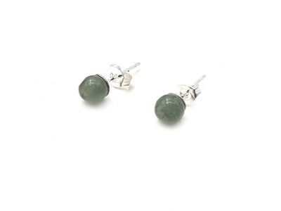 Boucles D'oreilles Jade - catégorie A - Avec Certificat - Petite perles de jade - 6mm - vert