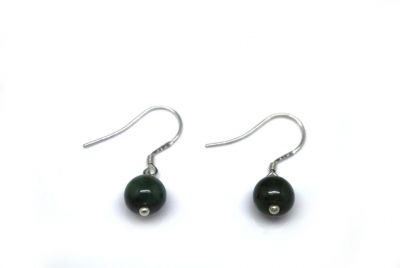 Boucles D'oreilles Jade Perle ronde verte 0.75cm