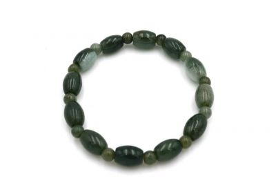 Bracelet en Jade - 24 Perles - Perles ovales et rondes Bracelet en Jade - 24 Perles - Perles ovales et rondes
