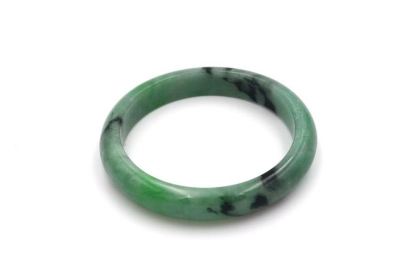 Bracelet en Jade - Jonc catégorie B 5 8cm - Vert tacheté 1
