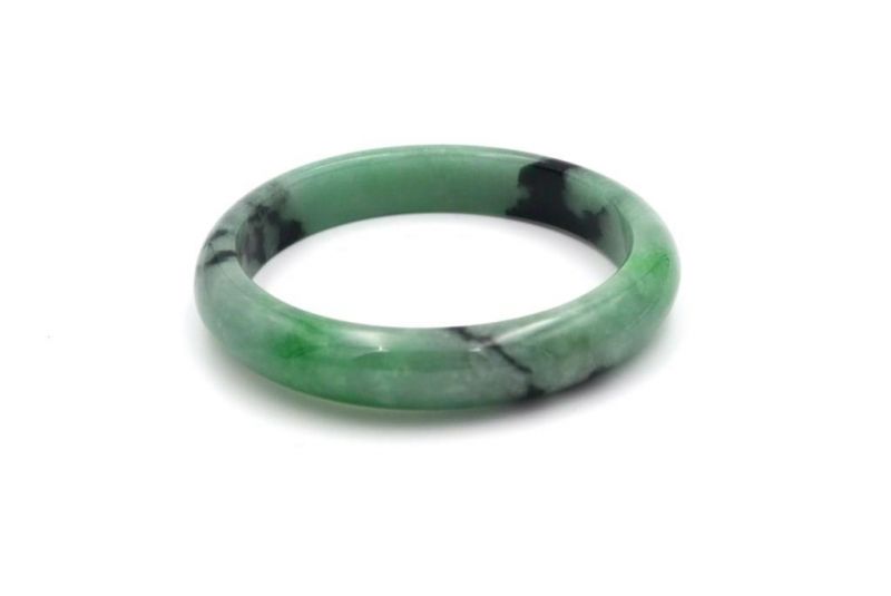 Bracelet en Jade - Jonc catégorie B 5 8cm - Vert tacheté 3