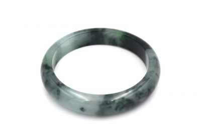 Bracelet en Jade Jonc catégorie B Blanc et Vert tacheté Bracelet en Jade Jonc catégorie B Blanc et Vert tacheté