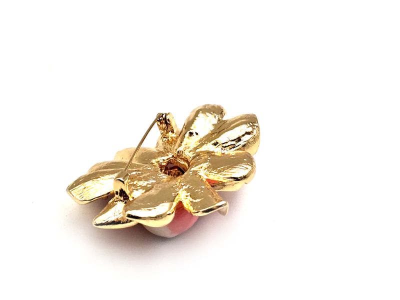 Cliquez sur la vignette pour agrandir et survolez la photo pour zoomer Broche chinoise en émail - Cloisonnée - Fleur de lotus rose symbole d’harmonie 3