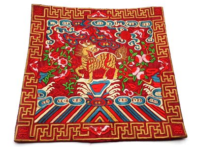 Broderie Chinoise - Carré Ancêtre - Emblème - Lion gardien