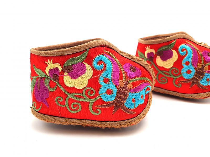 Broderie Chinoise - Chaussons bébés Miao - Rouge 2