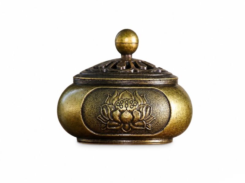 Brûle-encens Chinois - Fleur de Lotus en Relief