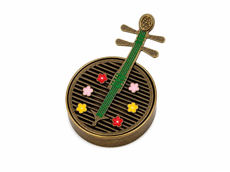 Brûle-encens Chinois - Pipa Traditionnel et Fleurs