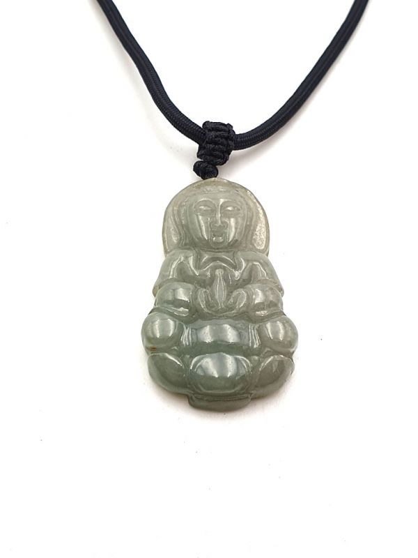 Buddhist pendant - Genuine Jade A - Buddha - Transparent Green 2