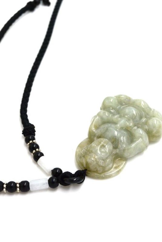 Buddhistischer Anhänger - Echte Jade - Kategorie A - Buddha - Durchscheinend Grün 3