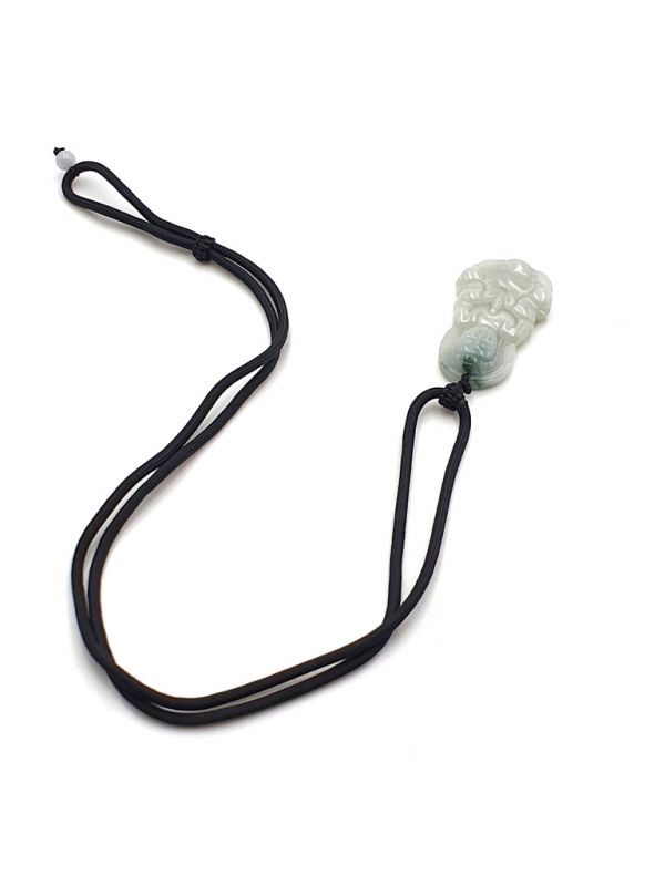 Buddhistischer Anhänger - Echte Jade - Kategorie A - Buddha - Durchscheinend grün und weiß 3