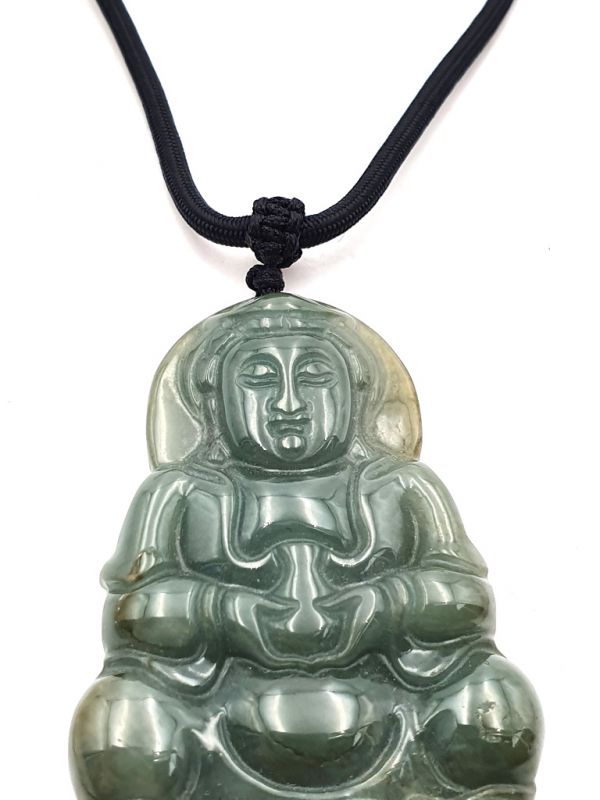Buddhistischer Anhänger - Echte Jade - Kategorie A - Buddha - Durchscheinendes Grün 2