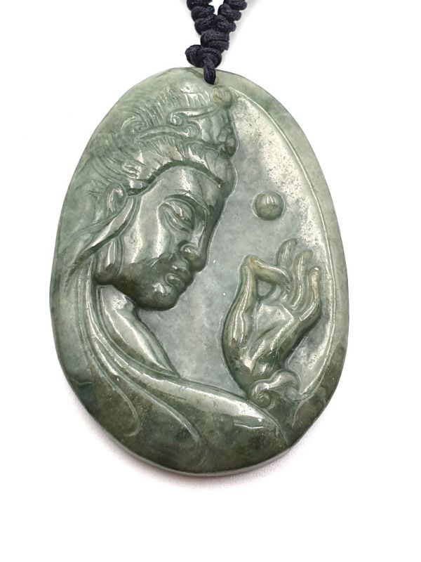 Buddhistischer Anhänger - Echte Jade - Kategorie A - Buddha-Gesicht - außergewöhnliche grüne Jade 2