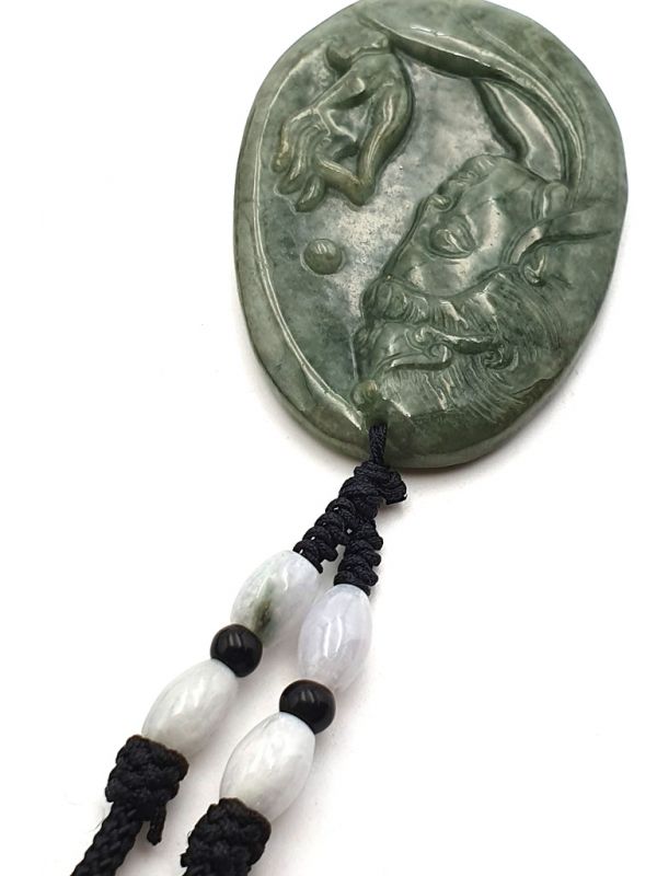 Buddhistischer Anhänger - Echte Jade - Kategorie A - Buddha-Gesicht - außergewöhnliche grüne Jade 3