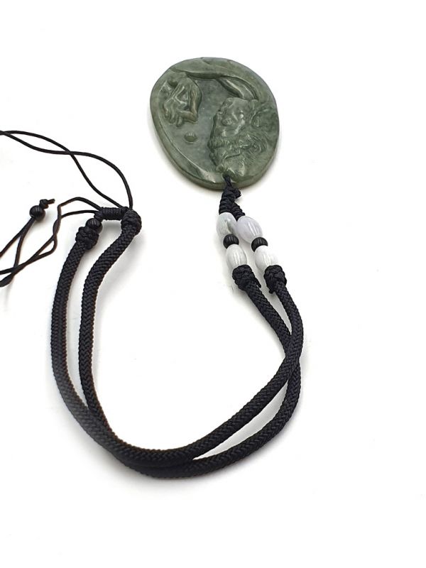 Buddhistischer Anhänger - Echte Jade - Kategorie A - Buddha-Gesicht - außergewöhnliche grüne Jade 4