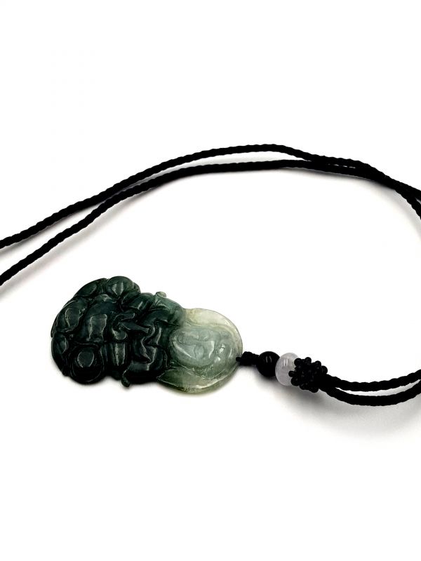 Buddhistischer Anhänger - Echte Jade - Kategorie A - Buddha - Grün und Weiß 3
