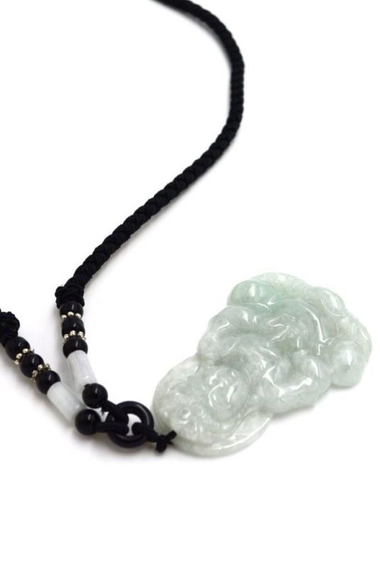 Buddhistischer Anhänger - Echte Jade - Kategorie A - Buddha - Weiß / Transparent 3