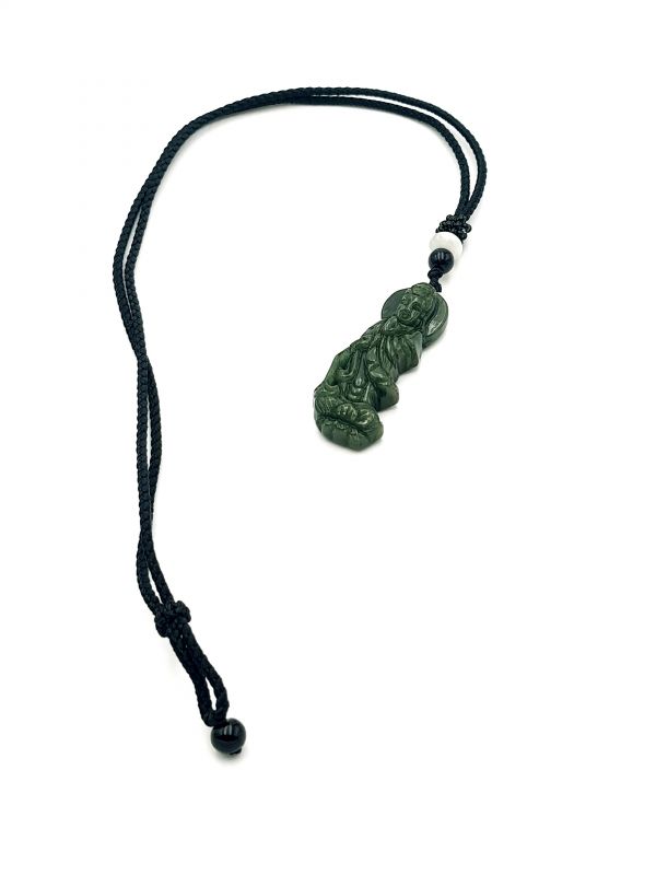 Buddhistischer Anhänger - Echte Jade - Kategorie A - Göttin stehend - Dunkelgrün / Durchscheinend 3