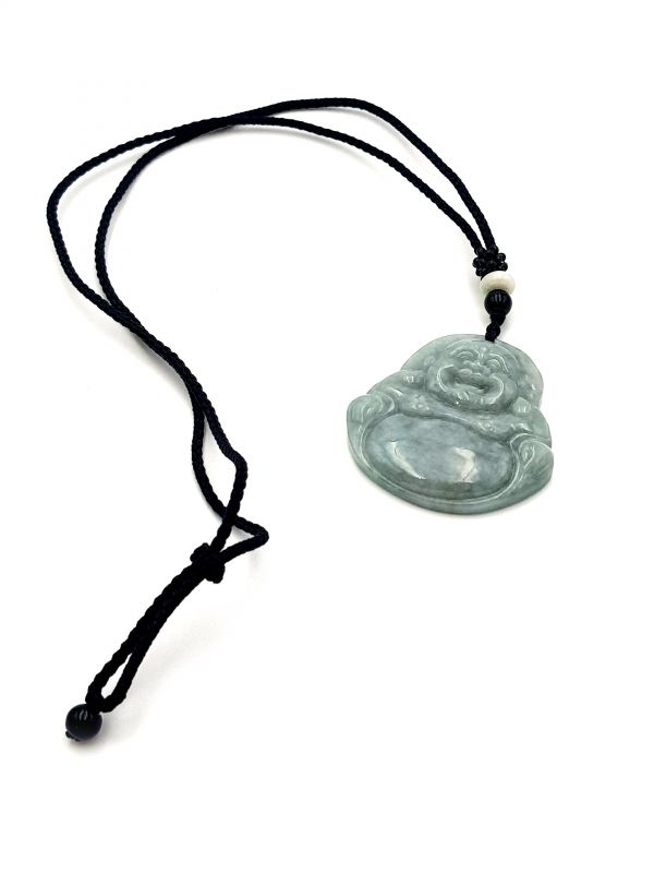 Buddhistischer Anhänger - Echte Jade - Kategorie A - Großer Buddha lacht - Apfelgrün 3