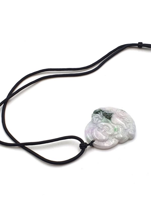 Buddhistischer Anhänger - Echte Jade - Kategorie A - Lachender Buddha, weiß getupft 3