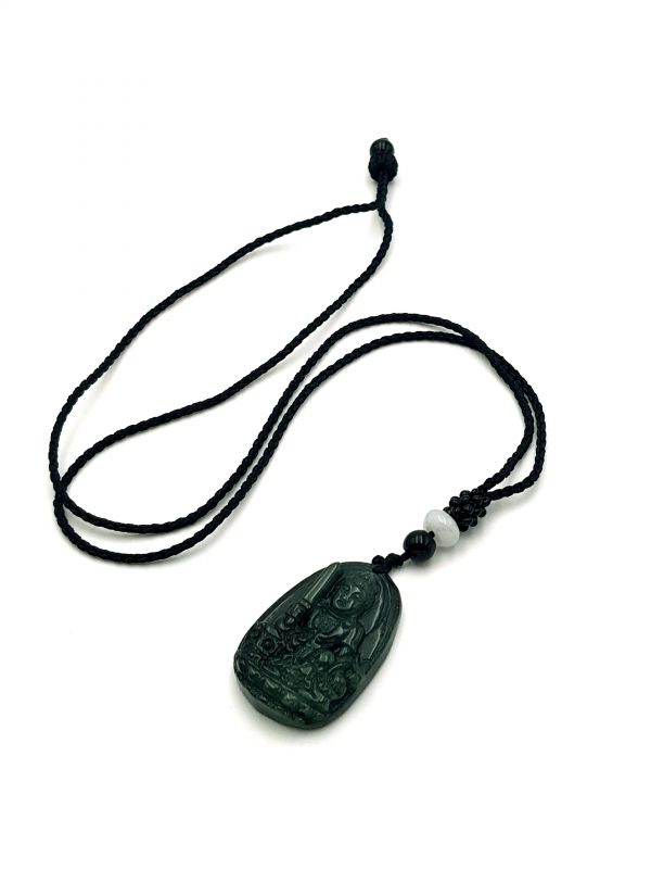 Buddhistischer Anhänger - Echte Jade - Kategorie A - Tempelwächter - Kaiser grün 3